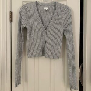 Aerie cropped heathered grey sweater